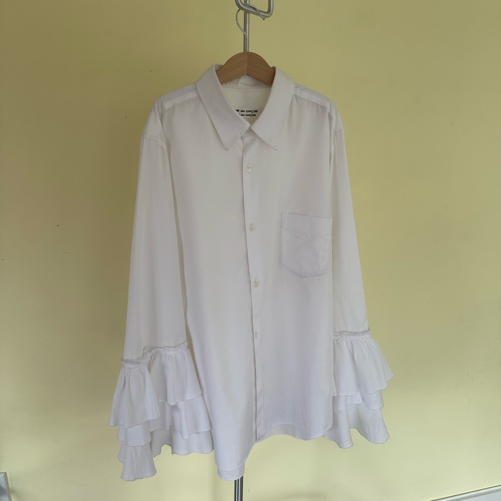 Comme des Garcons White Ruffle Sleeve Shirt